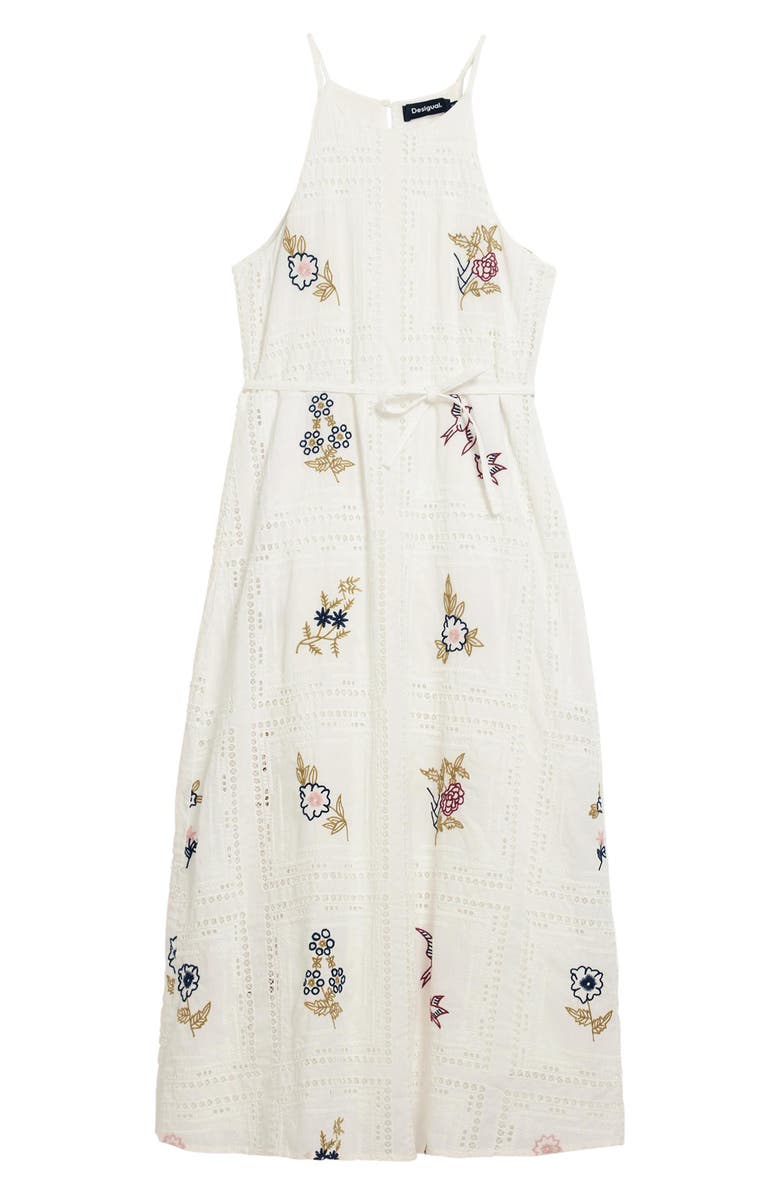 Desigual Open Stitch Sleeveless Midi Dress, Alternate, color, White