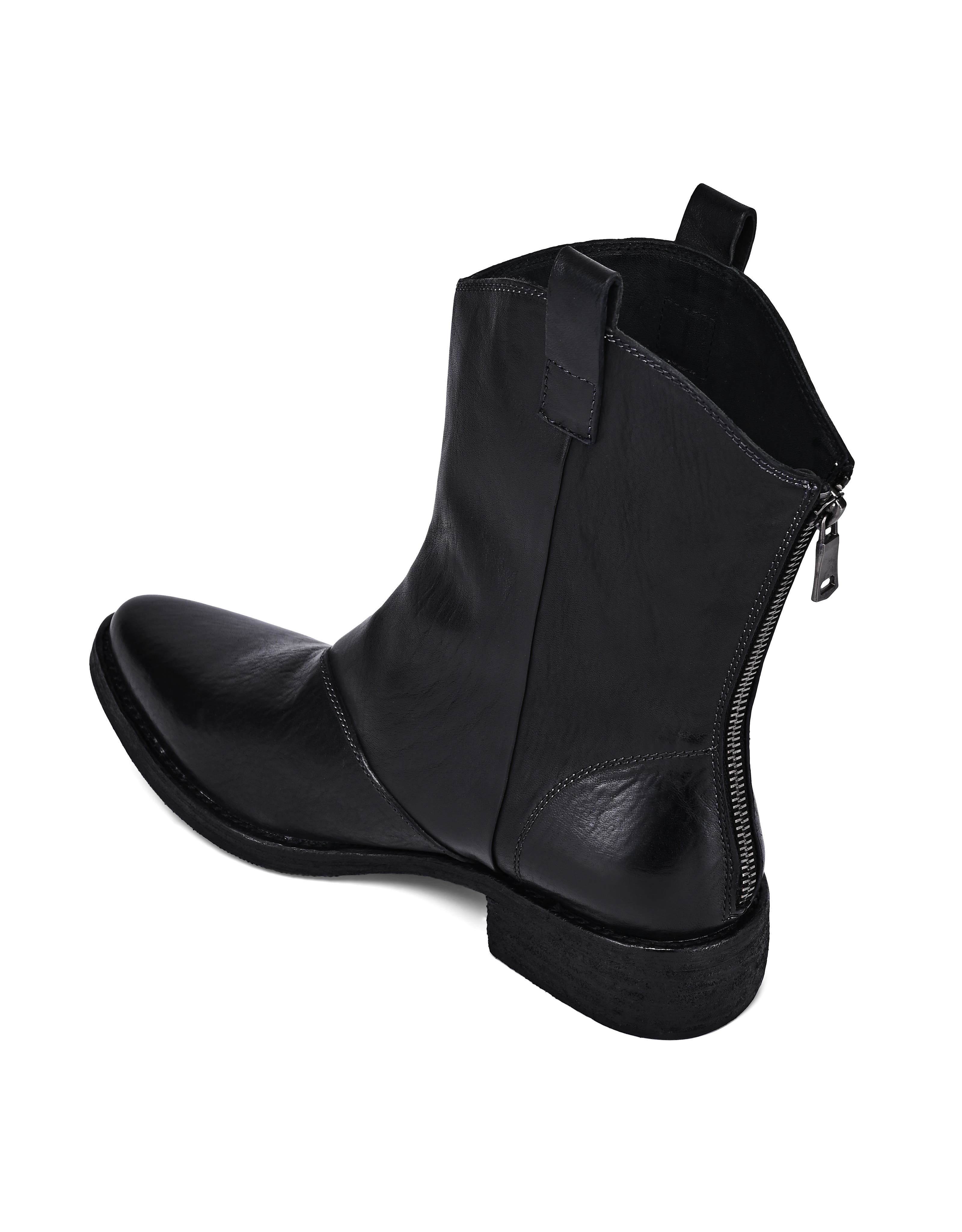 OLD TREND Vintage Genuine Leather Western Inspired Mid Shaft Boot, Alternate, color, Black