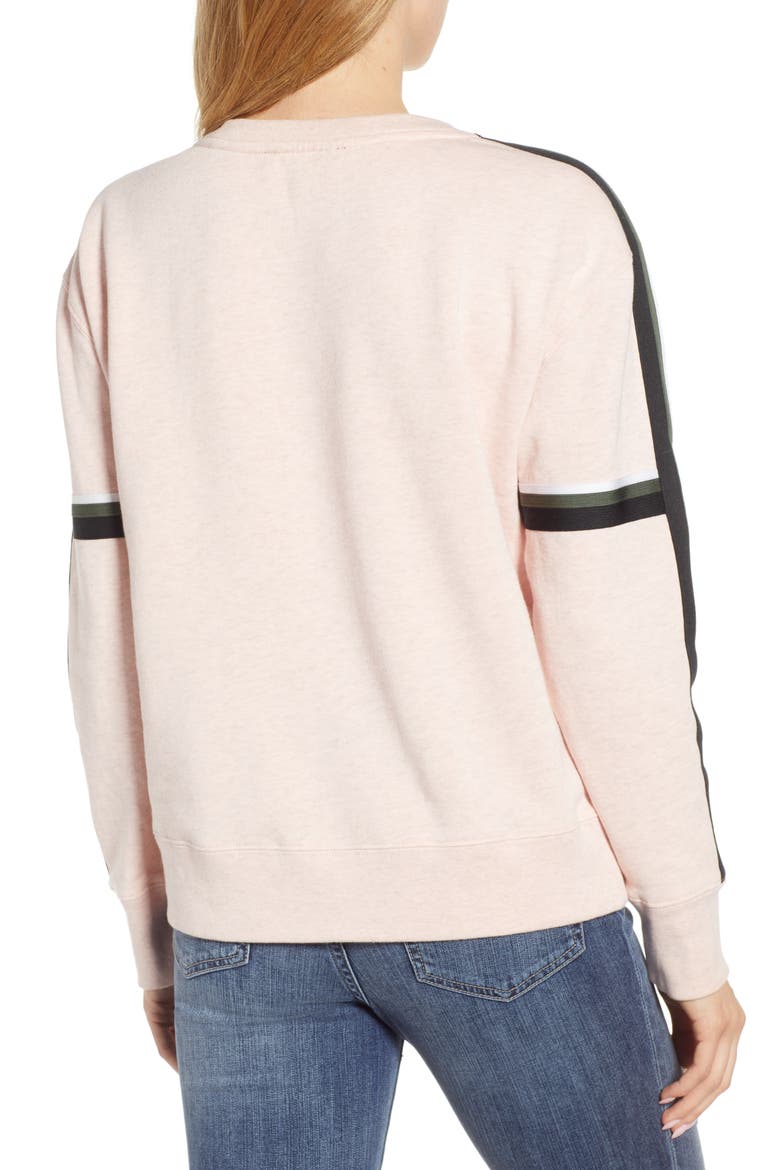 Backtrack Sport Stripe Sweatshirt, Alternate, color, HEATHER PINK FIZZ