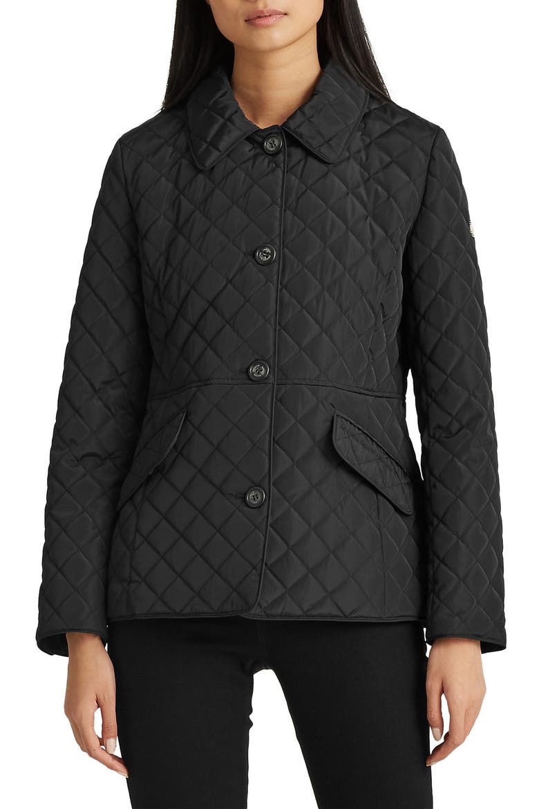 Diamond Quilted Jacket, Main, color, BLACK