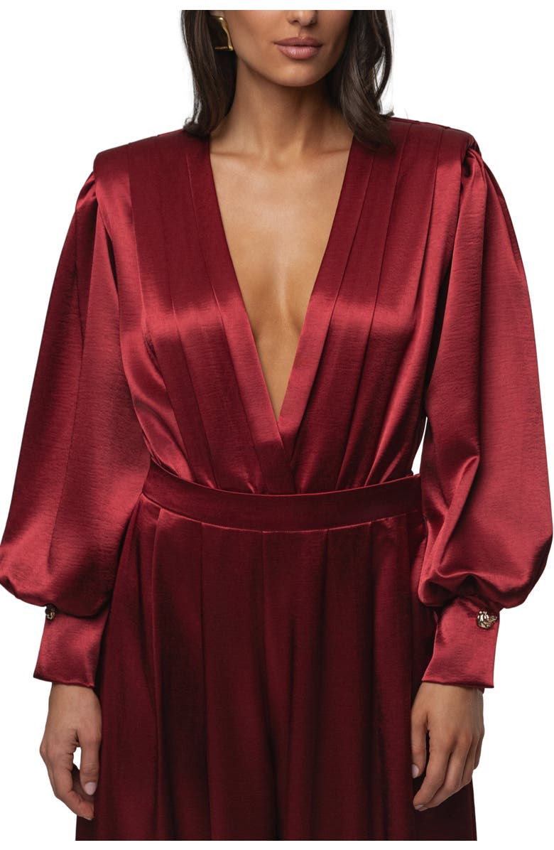 JLUXLABEL Satin Radiance Bodysuit, Main, color, Red