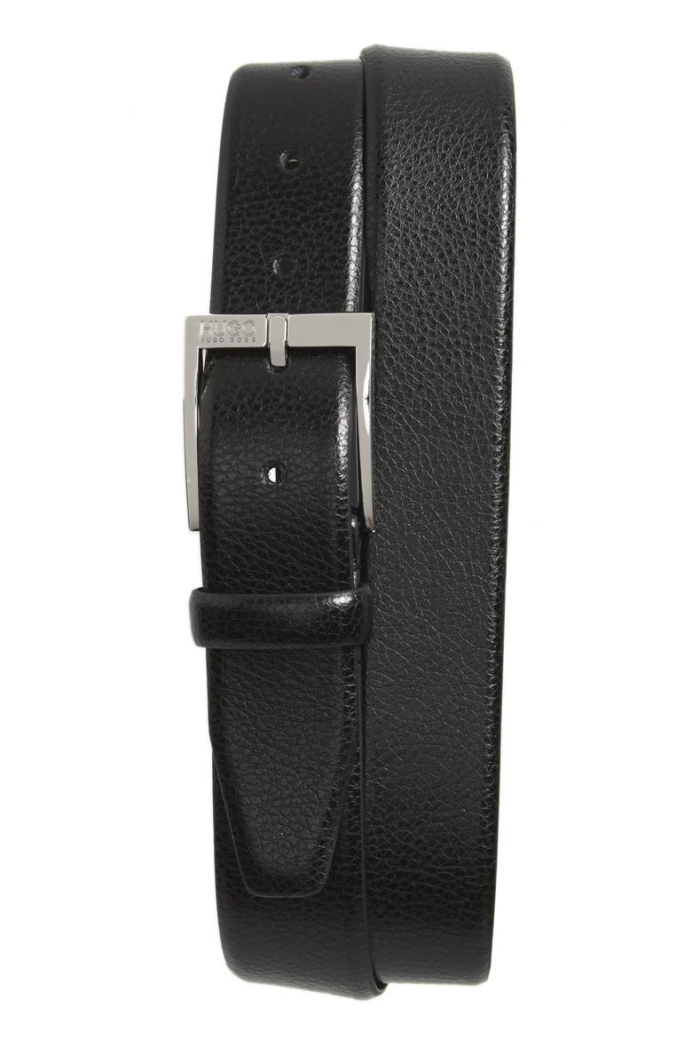 C-Elloy Leather Belt, Main, color, BLACK