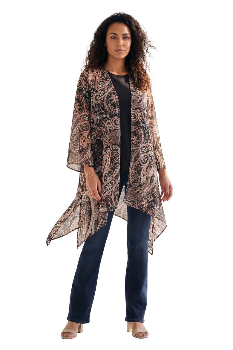 Plus Size Front Knot Tie Wrap, Main, color, BLACK PAISLEY