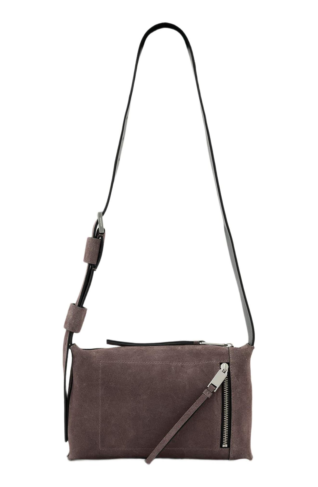 Small Alba Zip Suede Crossbody Bag, Main, color, MOCHA BROWN