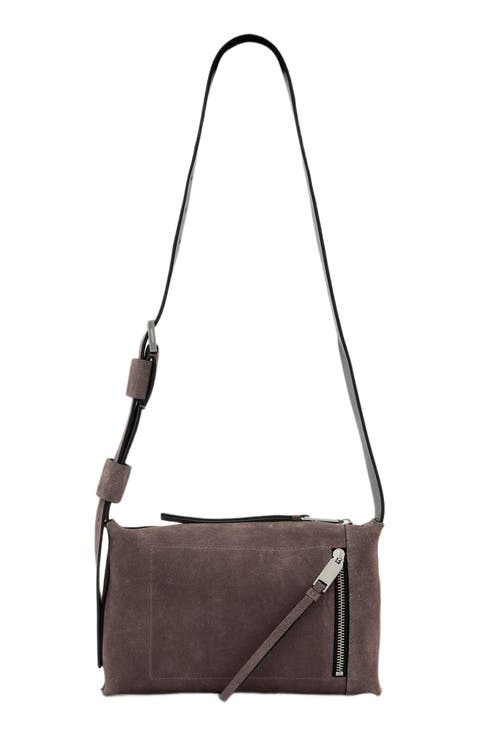 Small Alba Zip Suede Crossbody Bag