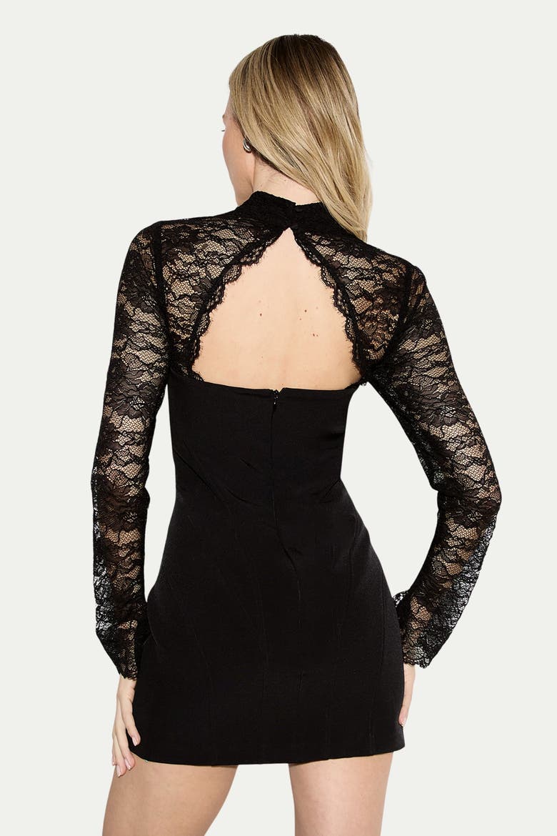 Premium Lace Bonded Mini Corset Dress, Alternate, color, Black