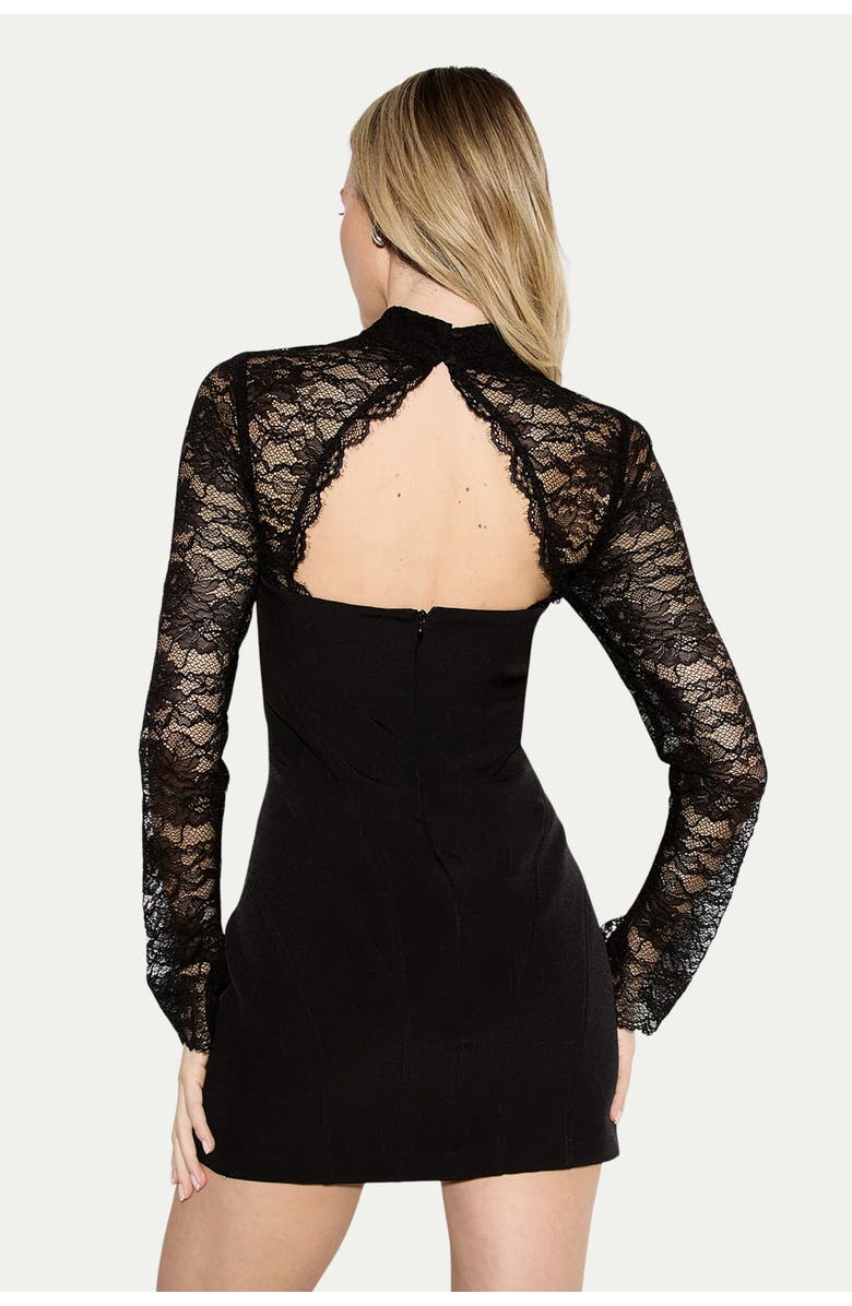 MissPap Premium Lace Bonded Mini Corset Dress, Alternate, color, Black