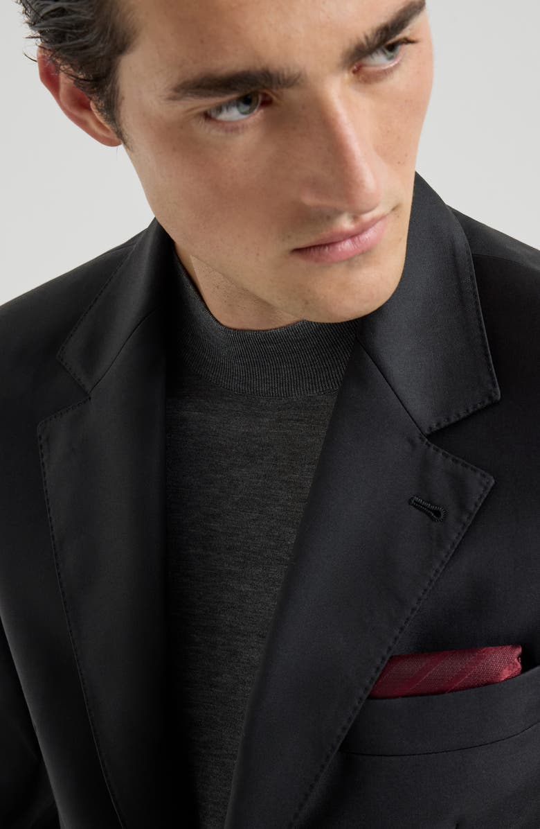 Brunello Cucinelli Super 150s virgin wool four season batavia twill blazer, Alternate, color, Black