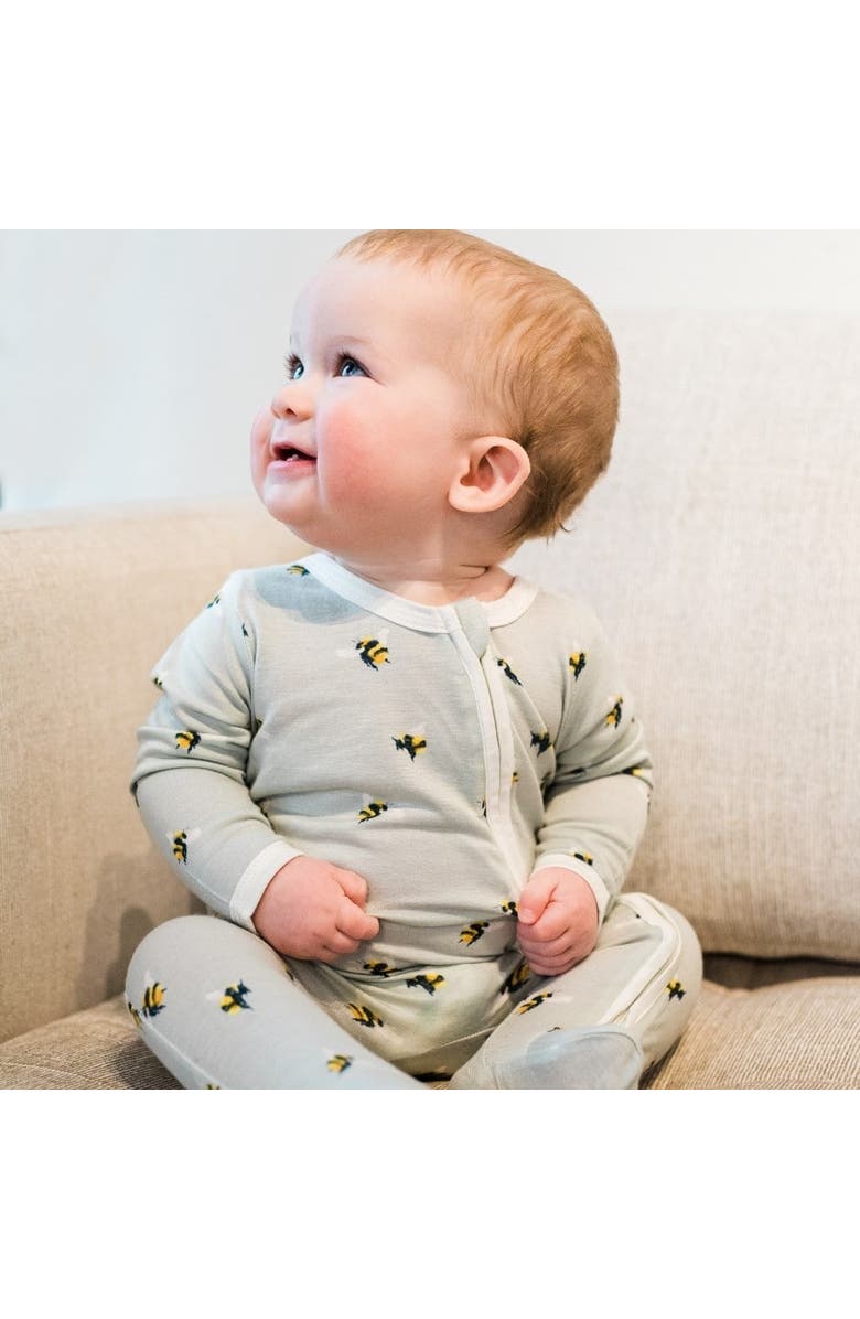 Milkbarn Zipper Footed Romper, Alternate, color, Bumblebee