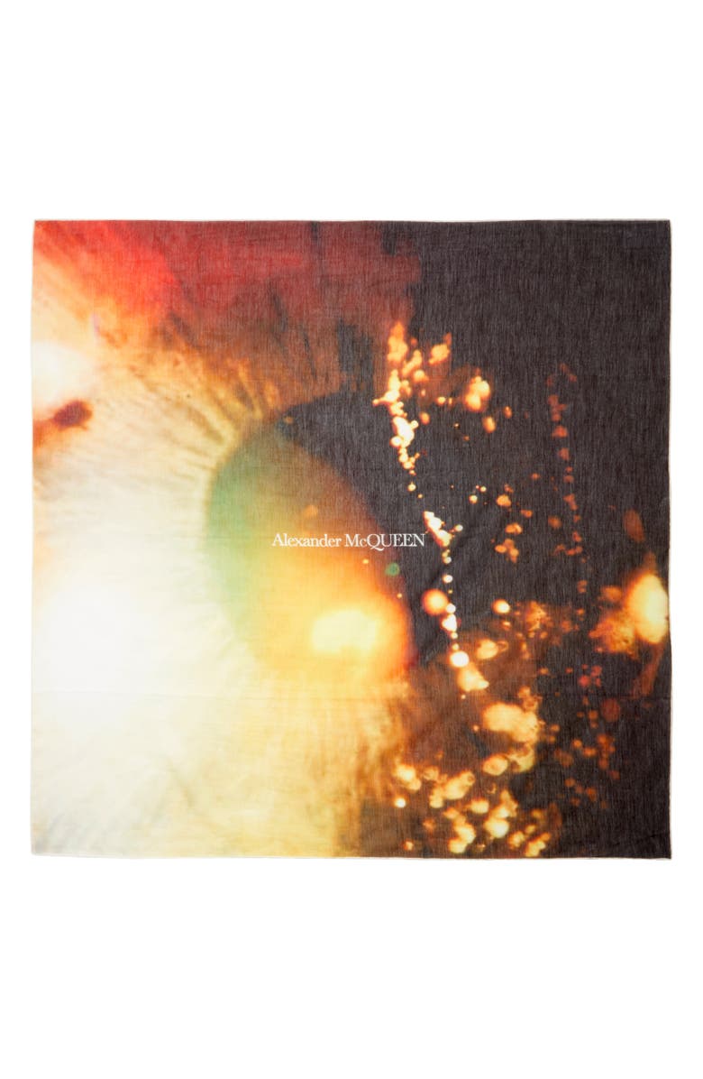 McQueen Sci-Fi Iris Cotton & Silk Square Scarf, Alternate, color, 7160 Sun/ Black
