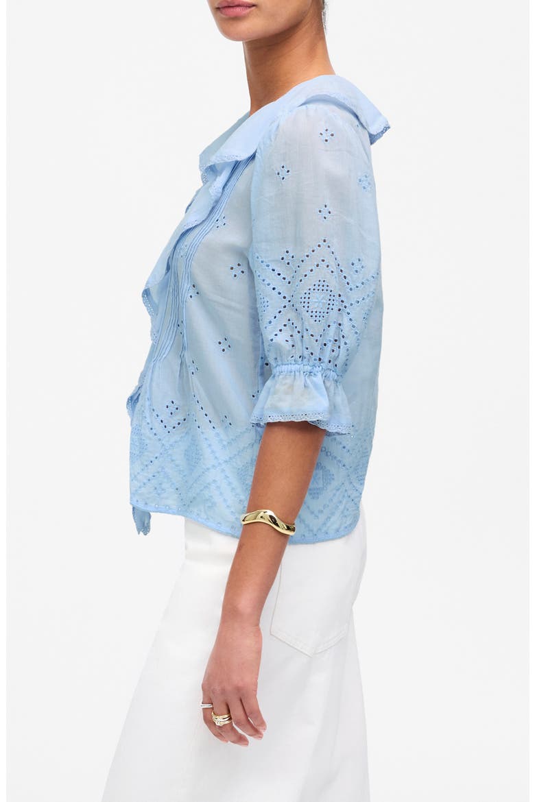 Pintuck Ruffle Puff Sleeve Top, Alternate, color, LIGHT POOL