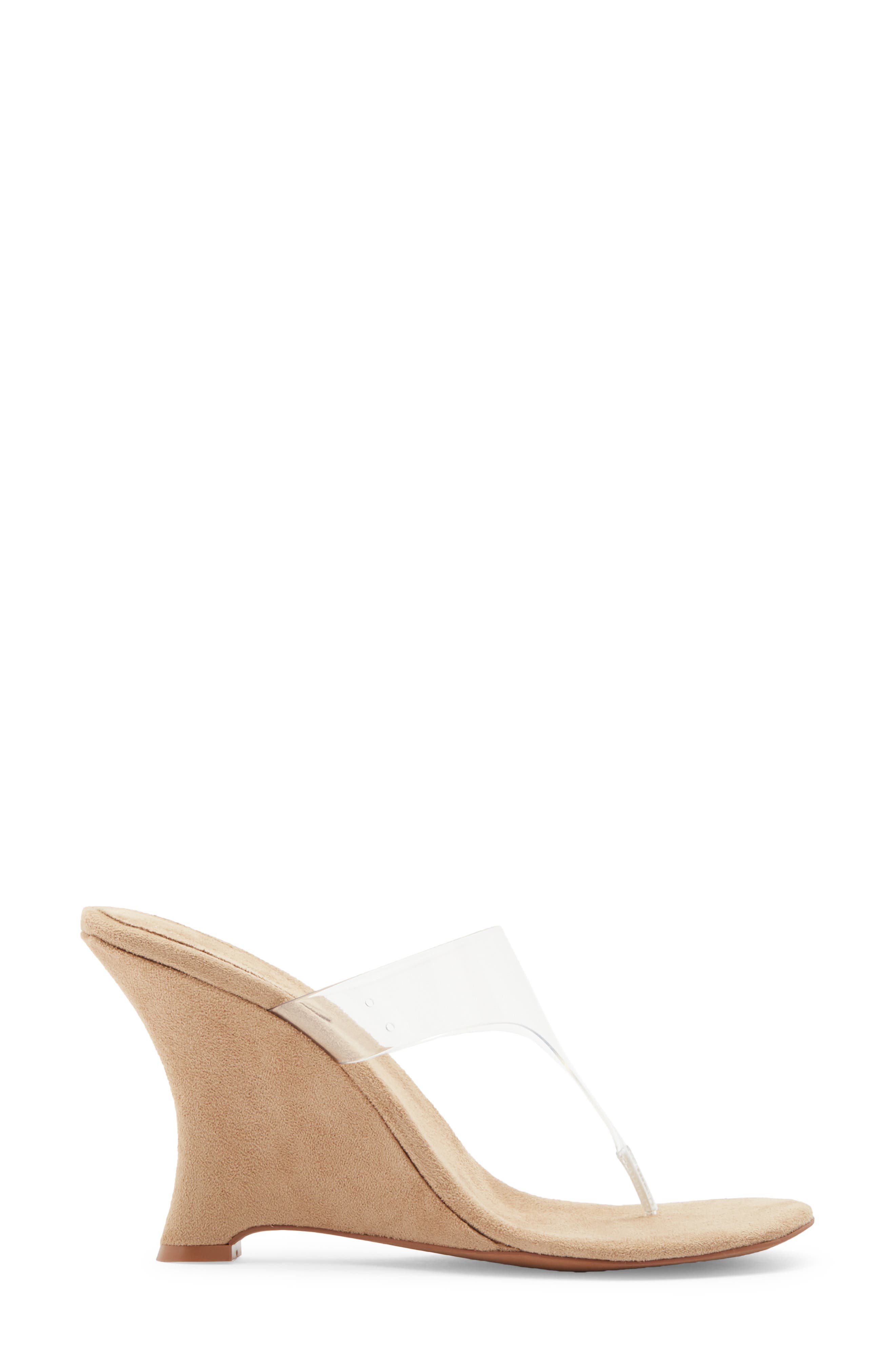 Jeffrey Campbell Persistent Wedge Slide Sandal, Alternate, color, Beige Suede Clear