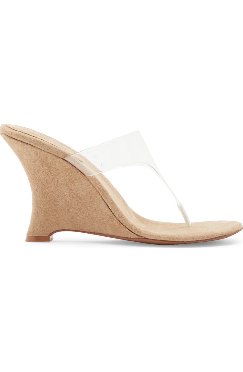 Jeffrey Campbell Persistent Wedge Slide Sandal, Alternate, color, Beige Suede Clear