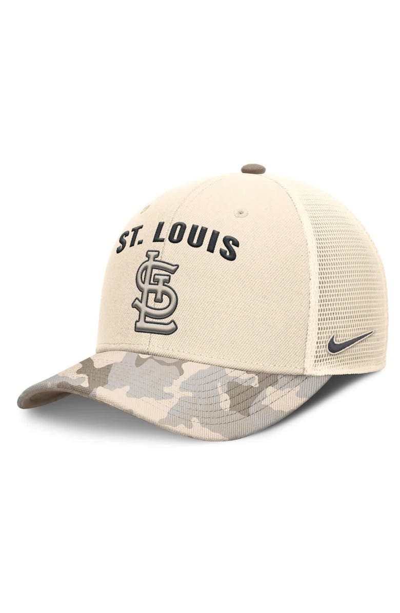 Nike Men's Nike Natural St. Louis Cardinals Camo Natural Pack Rise Adjustable Trucker Hat, Main, color, Natural