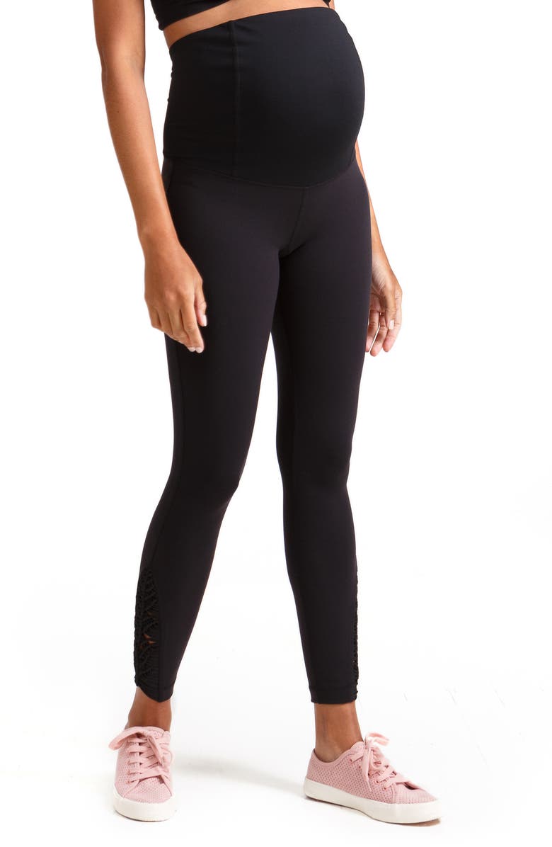 Ingrid & Isabel<sup>®</sup> Active Maternity Leggings with Macramé Detail, Alternate, color, 
