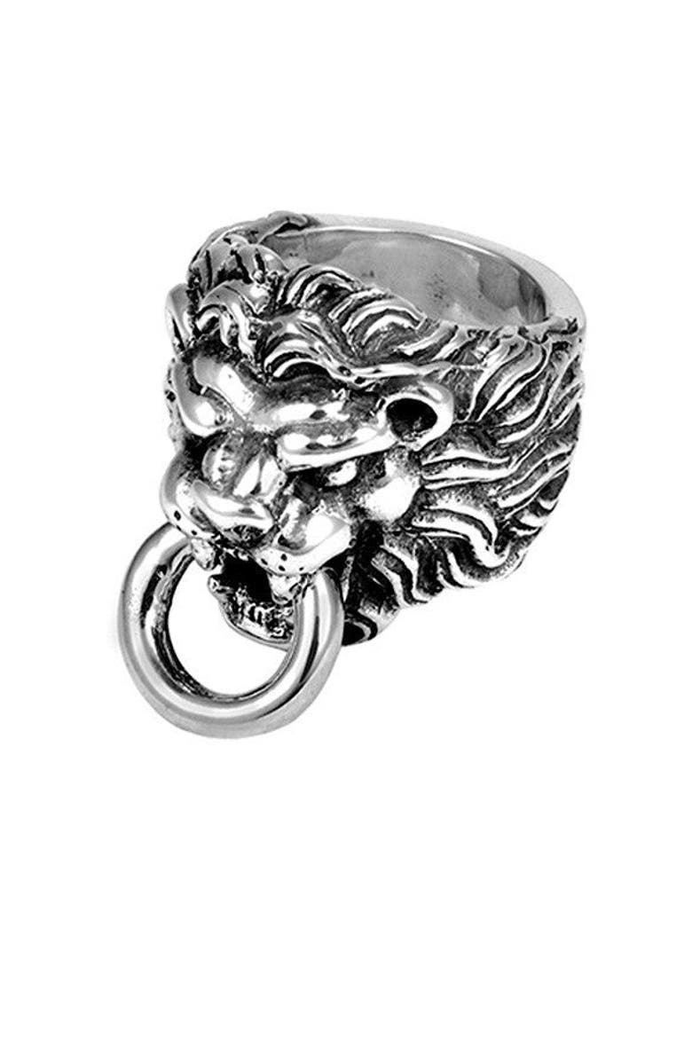 Lion's Head Ring, Main, color, Silver