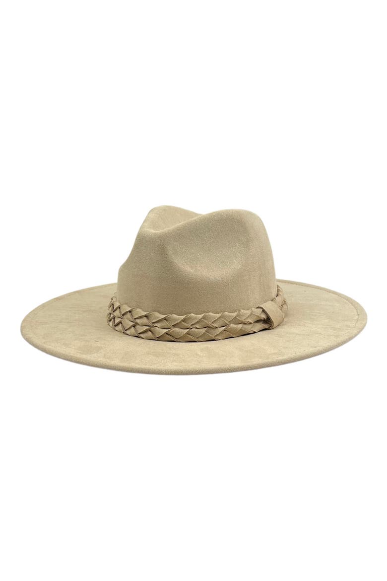 Vegan Suede Braid Felt Fedora, Main, color, LIGHT TAN
