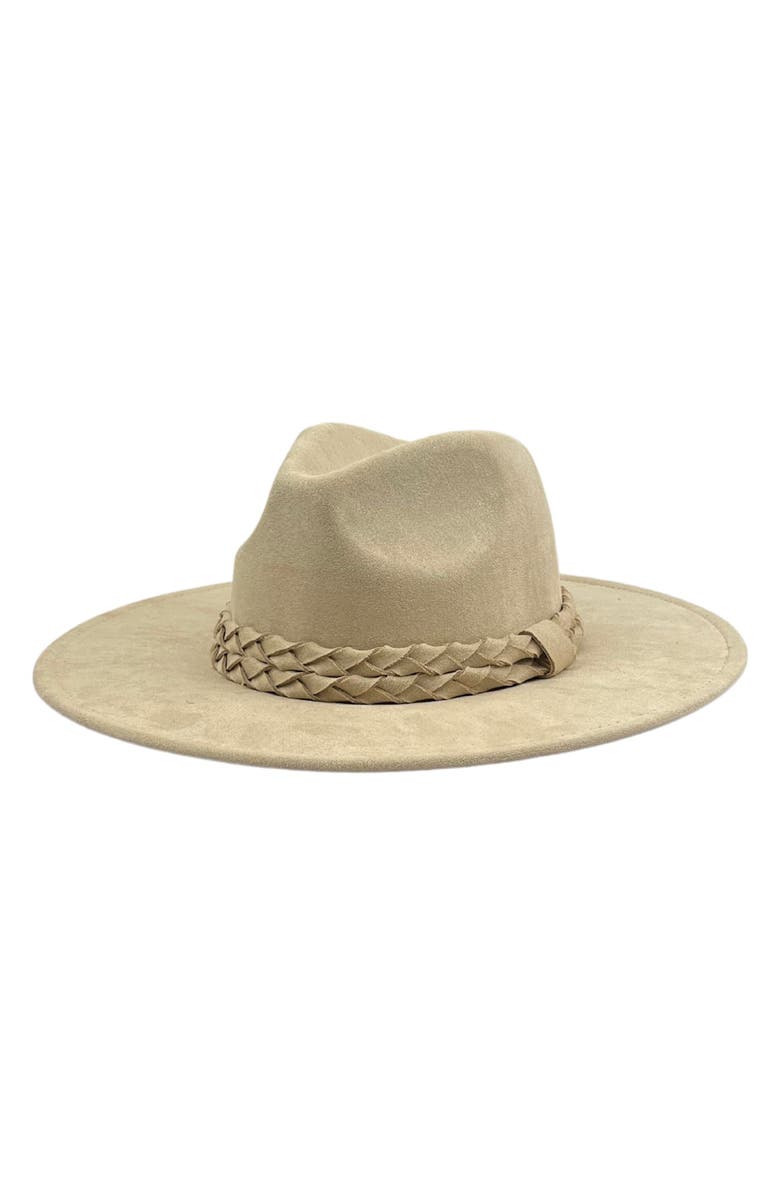 MARCUS ADLER Vegan Suede Braid Felt Fedora, Main, color,