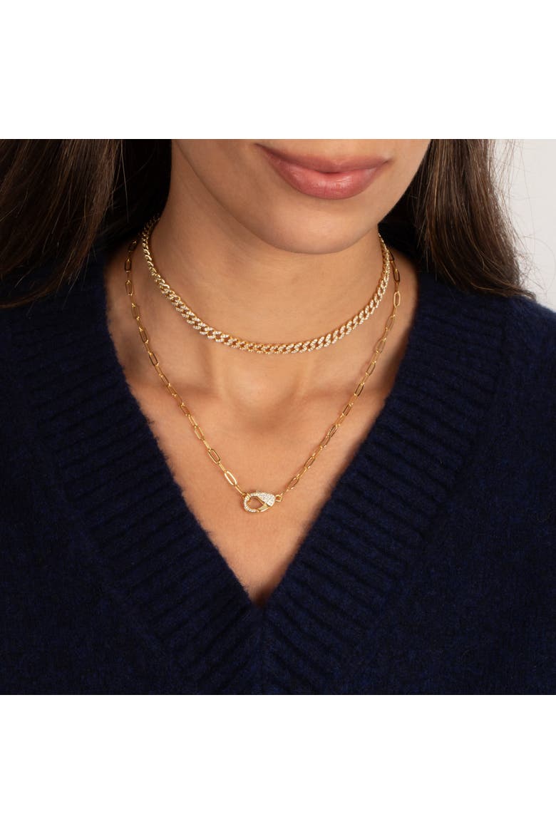 Statement Pavé Clasp Necklace, Alternate, color, Gold
