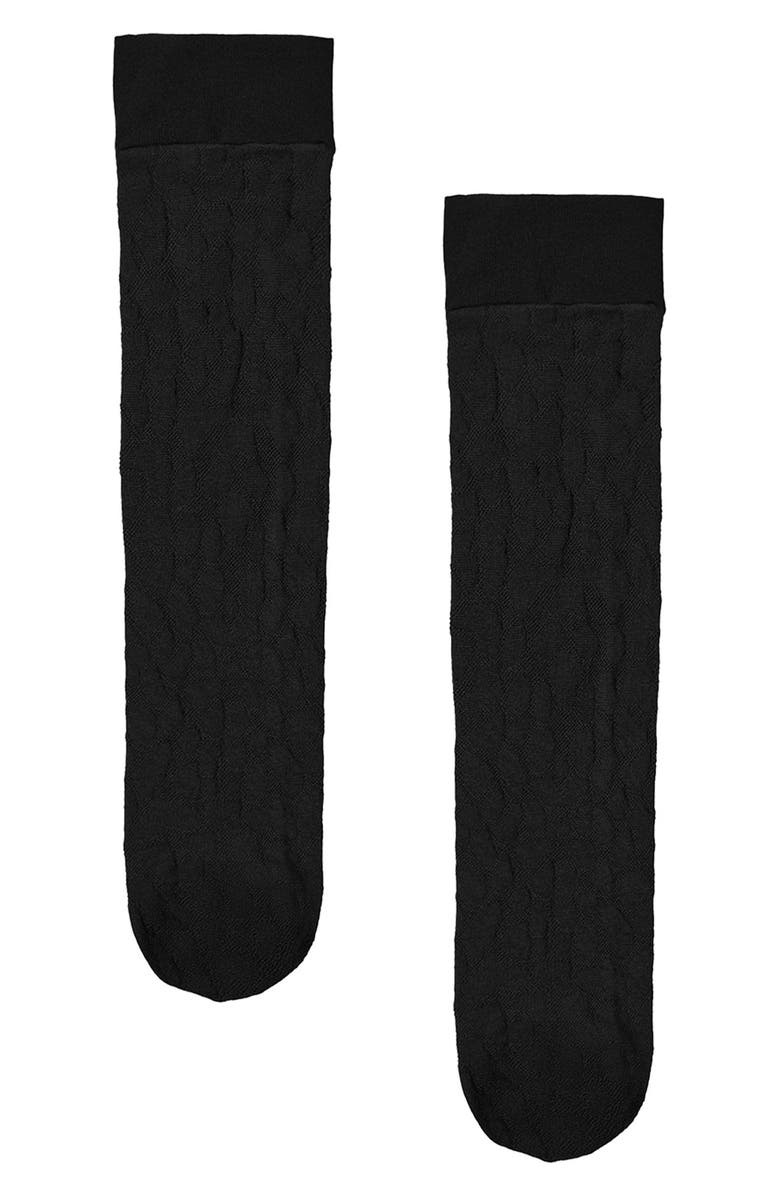 Wolford Reptile Knit High Socks, Alternate, color, Black