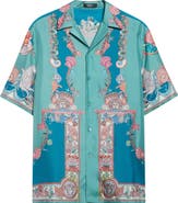 Versace Coral Theater Silk Twill Camp Shirt
