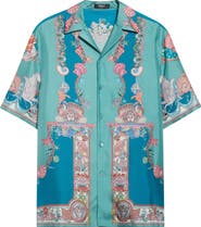 Versace Coral Theater Silk Twill Camp Shirt