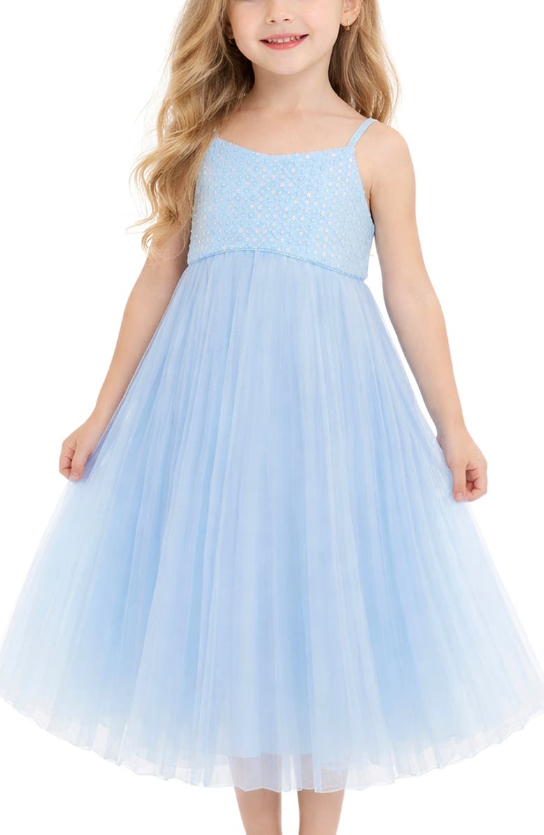 Zunie Kids' Sequin Mesh Party Dress, Alternate, color, Periwinkle