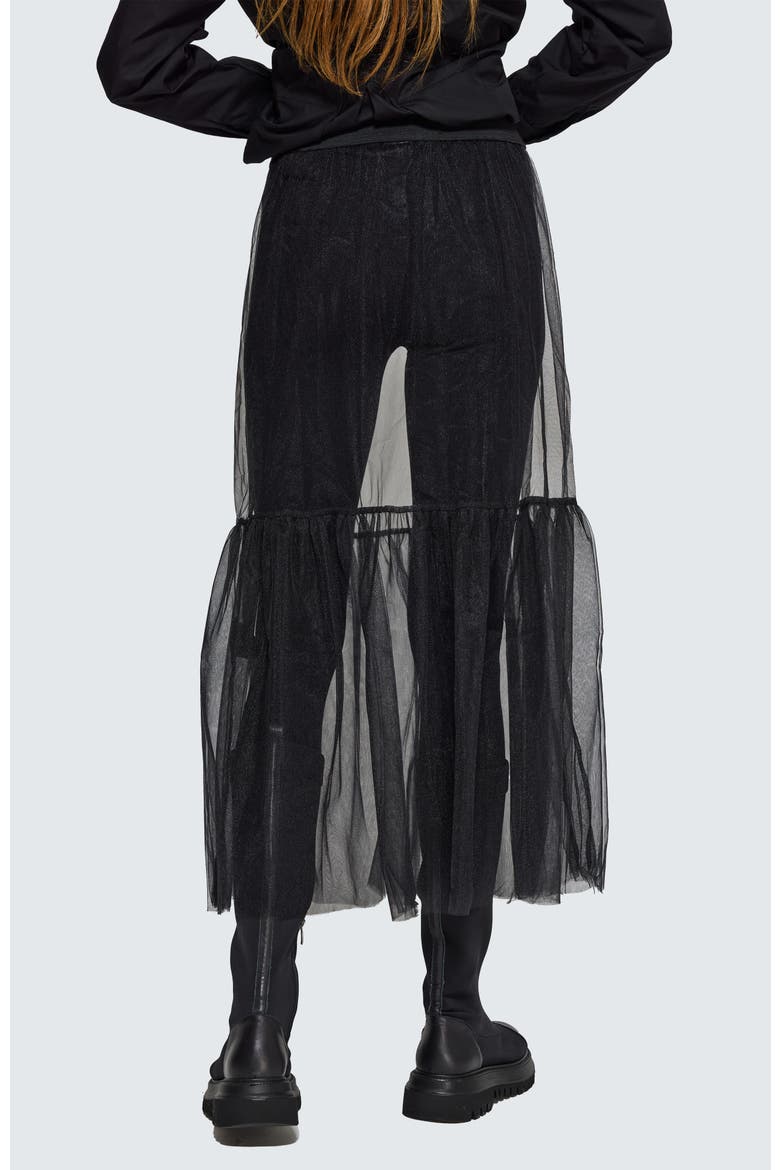 Flanna Ruffled Mesh Skirt, Alternate, color, Black