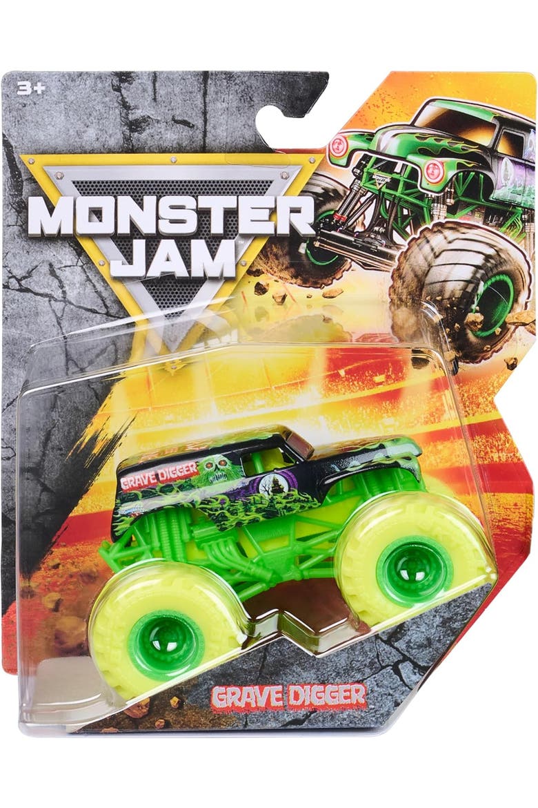 Mini Grave Digger Die Cast Vehicle, Main, color, neon yellow
