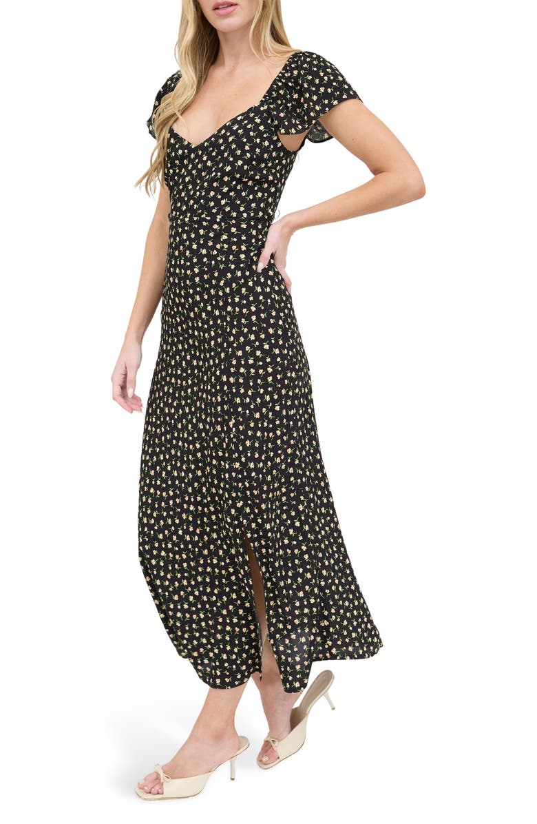 Blu Pepper Floral Midi Dress, Alternate, color, Black