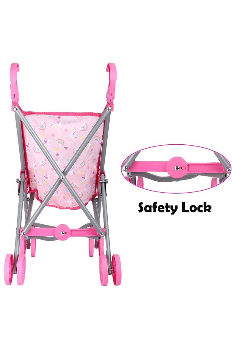 Doll Stroller Metal Fold Umbrella Stroller For Realistic Pretend Play, Alternate, color, Multicolored