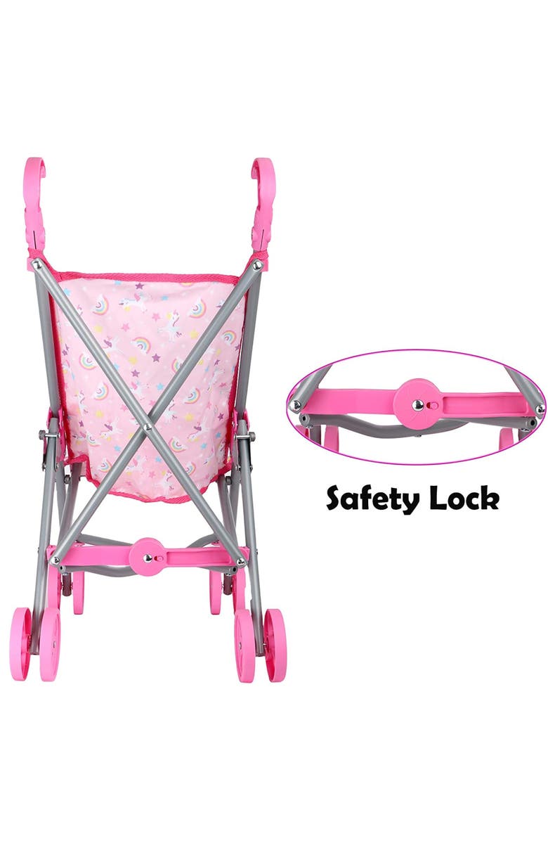 Dream Collection Doll Stroller Metal Fold Umbrella Stroller For Realistic Pretend Play, Alternate, color, Multicolored