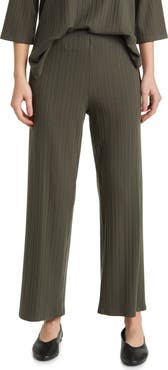 Eileen Fisher Rib Wide Leg Ankle Pants