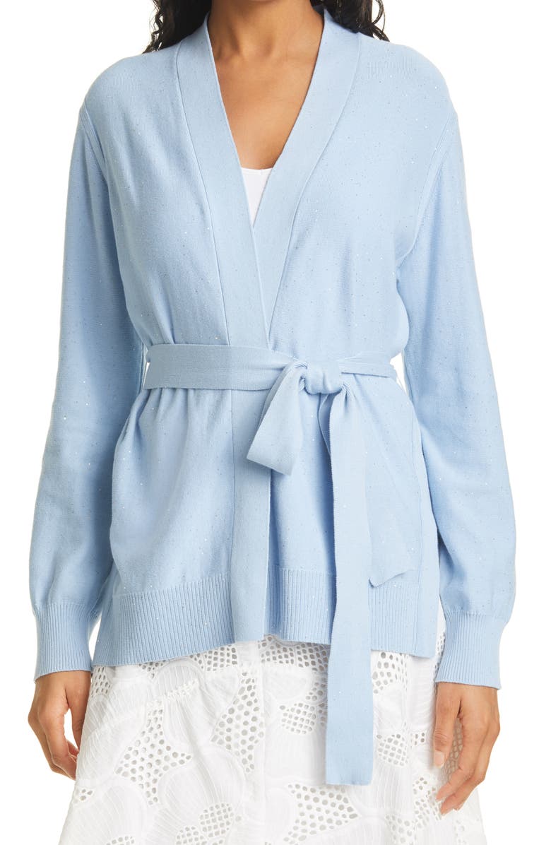 Milly Tie Front Sequin Cardigan, Main, color,