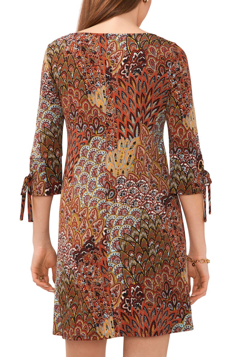 Chaus Paisley Grommet Detail A-Line Dress, Alternate, color, 