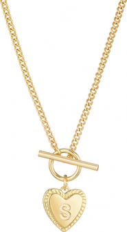 Adornia Initial Heart Toggle Necklace