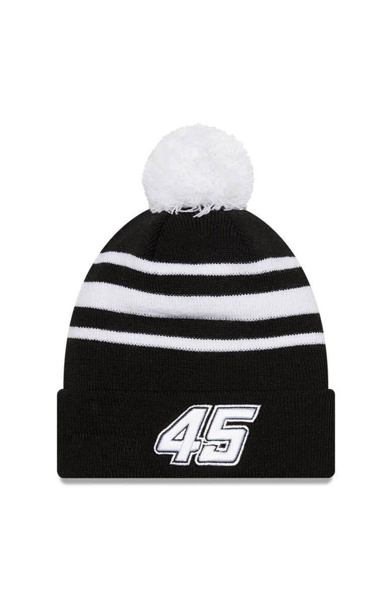 New Era Men's New Era Black/White Kurt Busch Knit Pom Cuff Beanie, Main, color, 