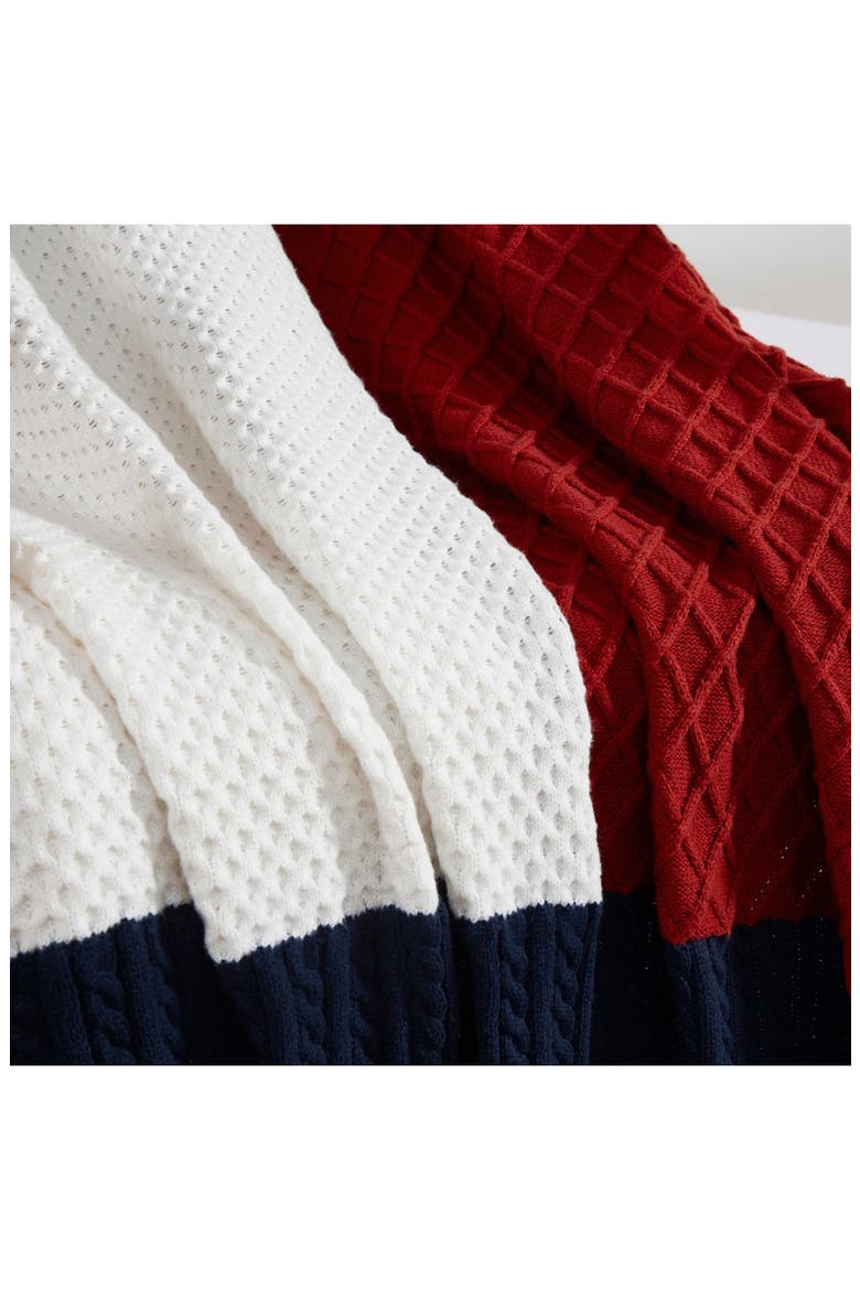 Mixed Knit Flag Throw, Alternate, color, NAVY BLUE/ RED/ WHITE