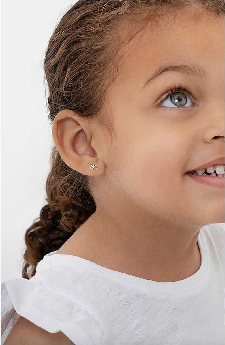 In Season Jewelry 14k Jeweled Open Flower Earrings, Alternate, color, Gold