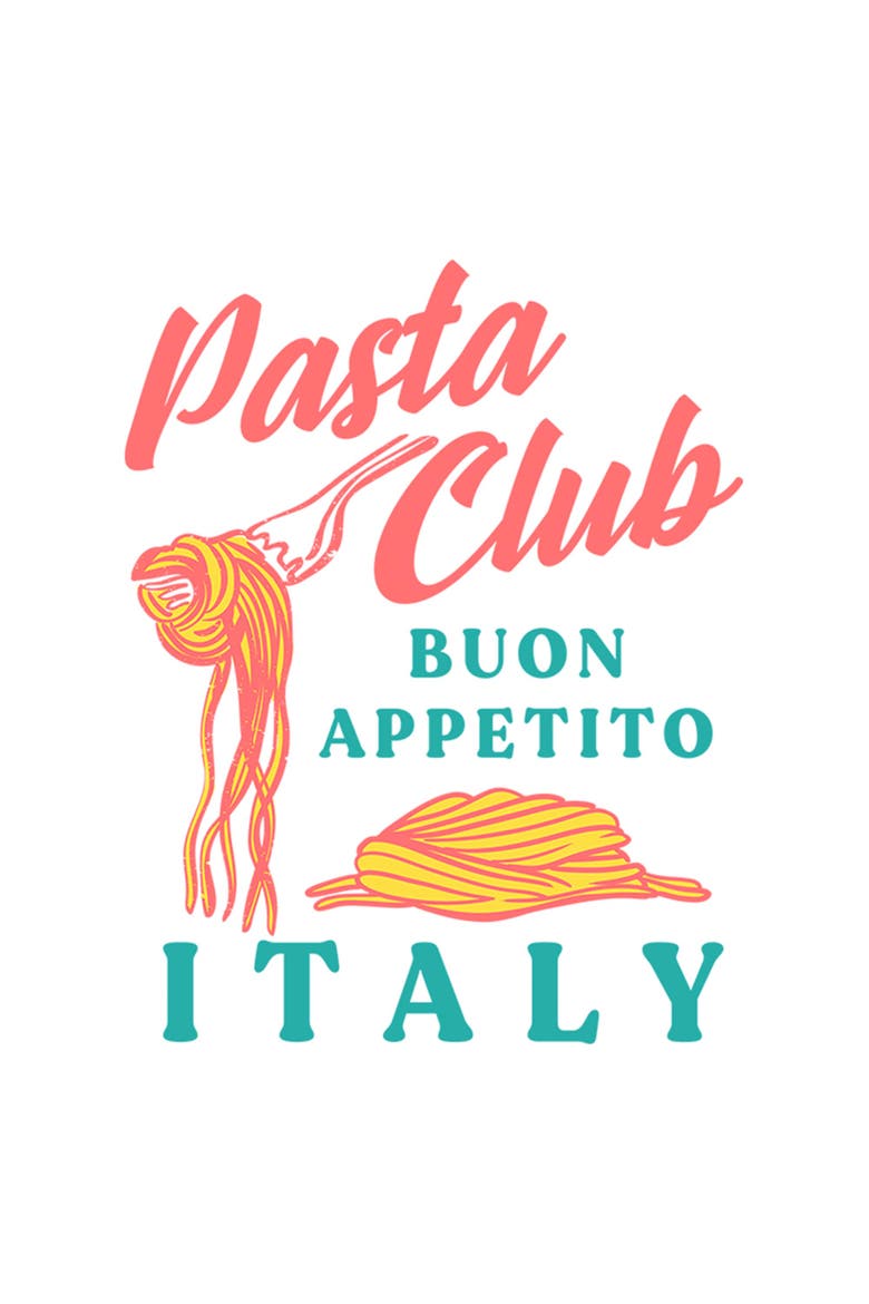 Girl's Lost Gods Pasta Club Italy  Graphic T-Shirt, Alternate, color, White