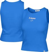 '47 Women's '47 Blue Detroit Lions Cropped Straight Cut Ribbed Baby Tank Top