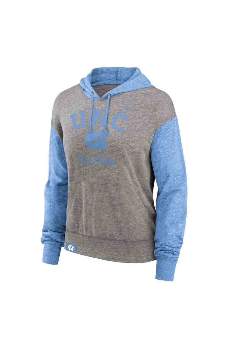 Jordan Brand Women's Jordan Brand Heather Gray/Carolina Blue North Carolina Tar Heels Blitz Color Blocked Legacy Pullover Hoodie, Alternate, color, 