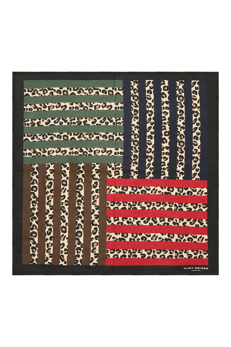 Mixed Stripe Silk Bandana, Alternate, color, LEOPARD MULTI