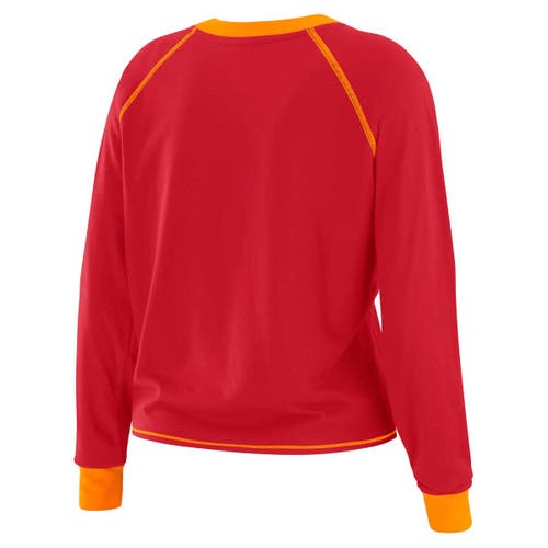Wear By Erin Andrews Red/orange Tampa Bay Buccaneers Plus Size Tie-front Long Sleeve Top In Red