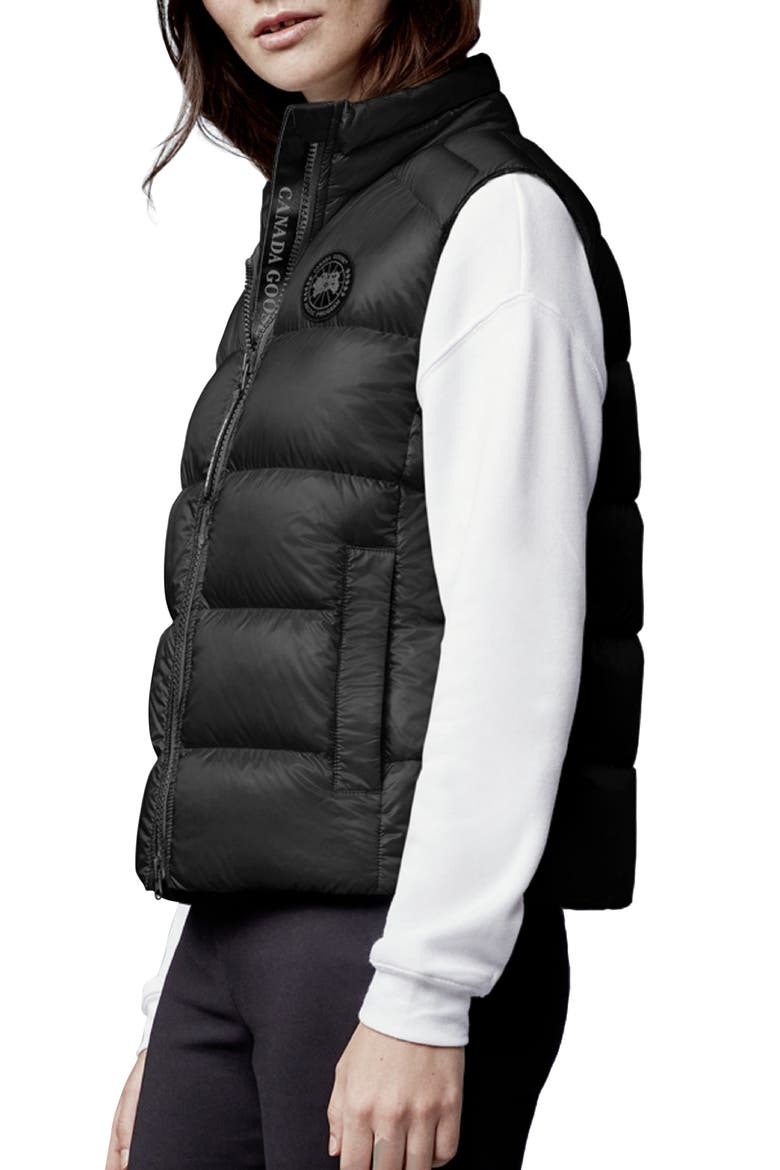 Cypress Water Resistant & Wind Resistant 750 Fill Power Down Recycled Nylon Packable Vest, Alternate, color, BLACK