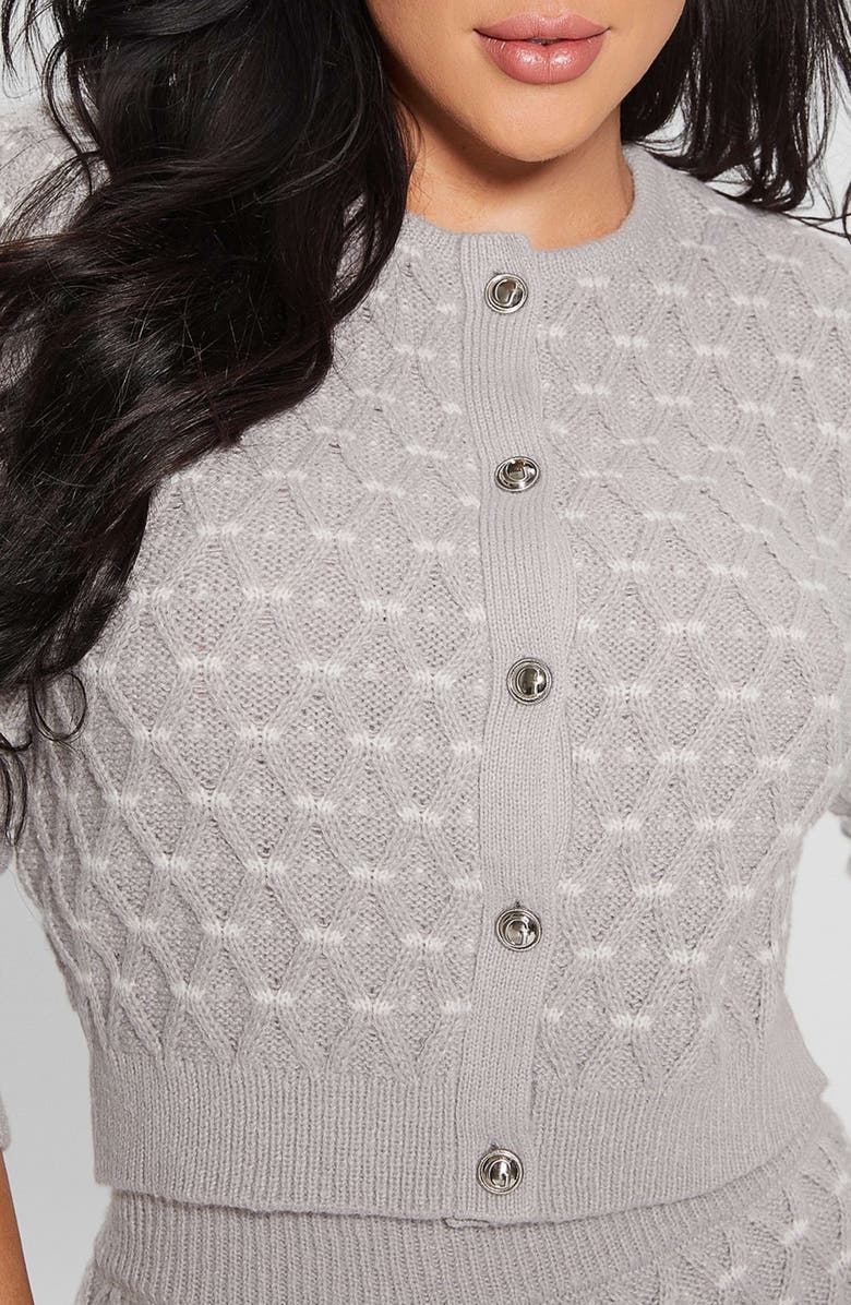GUESS Miya Lattice Stitch Crop Cardigan, Alternate, color,