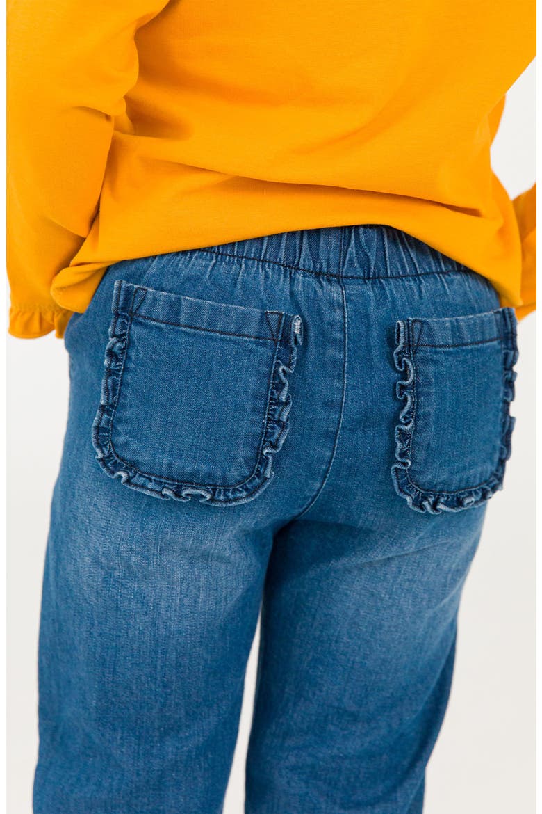 Kids' Ruffle Trim Jeans, Alternate, color, BLUE