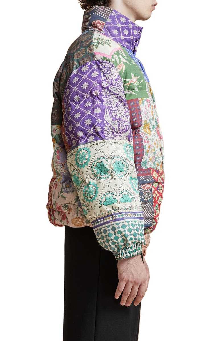 FOUND Patchwork Print Garden Puffer Jacket, Alternate, color,
