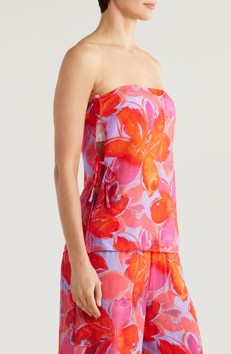 Hutch Sie Tie Strapless Top, Alternate, color, Watercolor Gardenia