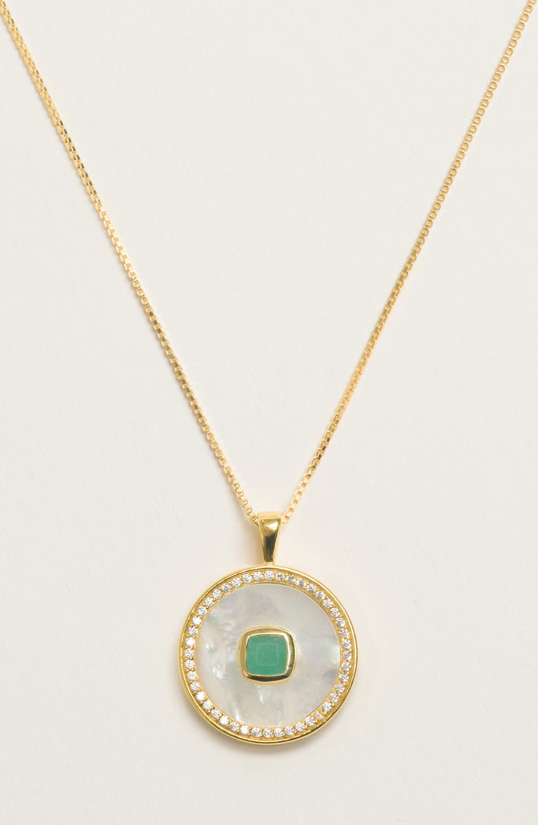 Freya Rose Emerald Mother Of Pearl Necklace, Alternate, color, Emerald
